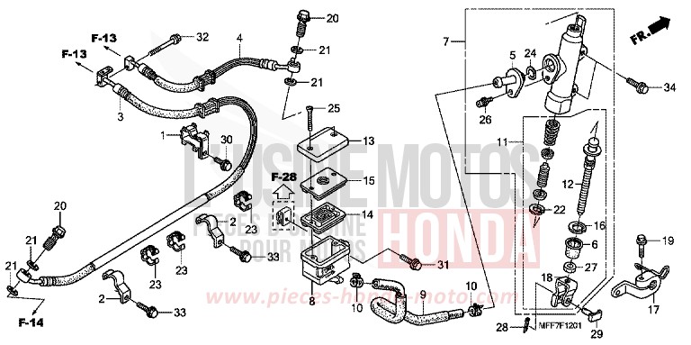 RR. BRAKE MASTER CYLINDER (ABS) for TRANSALP ABS BARLEY YELLOW METALLIC (Y199) from 2009
